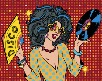 Malování podle čísel - POP-ART DISCO ŽENA - 40x50 cm, bez rámu a bez vypnutí plátna