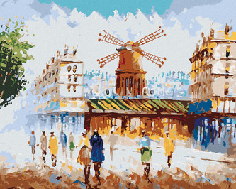 Malování podle čísel - MOULIN ROUGE V PAŘÍŽI - 80x100 cm, vypnuté plátno na rám