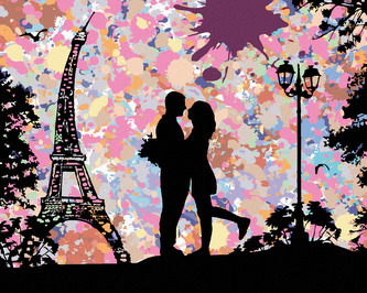 Malování podle čísel - MILENCI A ABSTRAKTNÍ EIFFELOVA VĚŽ - 80x100 cm, bez rámu a bez vypnutí plátna Malování podle čísel - MILENCI A ABSTRAKTNÍ EIFFELOVA VĚŽ - 80x100 cm, bez rámu a bez vypnutí plátna