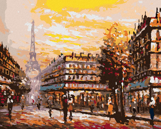 Malování podle čísel - RUŠNÁ ULICE V PAŘÍŽI - 40x50 cm, vypnuté plátno na rám
