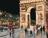 Malování podle čísel - VÍTĚZNÝ OBLOUK V NOCI - 80x100 cm, bez rámu a bez vypnutí plátna