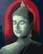 Malování podle čísel - BUDDHA NA ČERVENÉM POZADÍ - 40x50 cm, bez rámu a bez vypnutí plátna