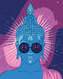 Malování podle čísel - MODRÝ BUDDHA S DUHOVÝMI BRÝLEMI - 40x50 cm, bez rámu a bez vypnutí plátna