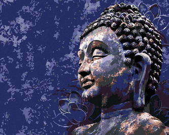 Malování podle čísel - BUDDHA NA MODRÉM POZADÍ - 80x100 cm, bez rámu a bez vypnutí plátna