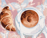 Malování podle čísel - KÁVA A CROISSANT V PAŘÍŽI - 80x100 cm, bez rámu a bez vypnutí plátna