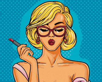 Malování podle čísel - POP-ART BLONDÝNA S RTĚNKOU - 40x50 cm, bez rámu a bez vypnutí plátna