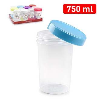 Dóza kulatá vysoká šroubovací; 9,7x9,7x14,7 cm; 0,75 l; plast