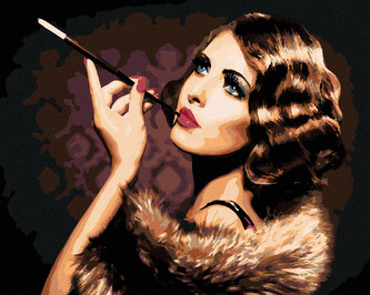 Malování podle čísel - ELEGANTNÍ ŽENA S CIGARETOU - 40x50 cm, vypnuté plátno na rám