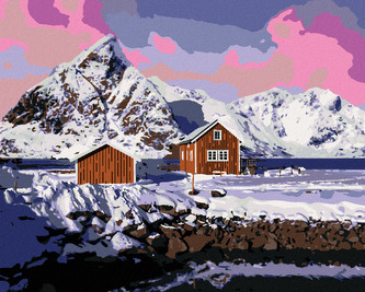 Malování podle čísel - ÚŽASNÁ KRAJINA LOFOTSKÝCH OSTROVŮ - 80x100 cm, bez rámu a bez vypnutí plátna