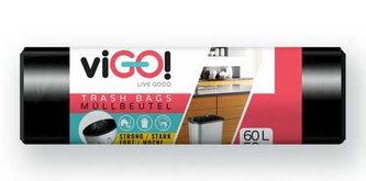 Vrecia na odpadky 50 ks; 70x60 cm; 60 l; 6 mi; plast