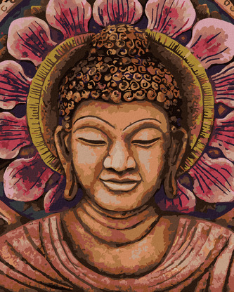 Malování podle čísel - ORANŽOVÝ BUDDHA - 40x50 cm, bez rámu a bez vypnutí plátna
