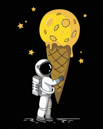 Malování podle čísel - ASTRONAUT SE ZMRZLINOU - 40x50 cm, bez rámu a bez vypnutí plátna