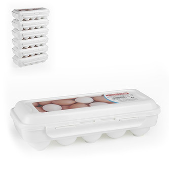 Dóza na 10 ks vajec; 27x12,5x7 cm; plast; bílá