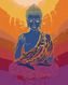 Malování podle čísel - BUDDHA NA ORANŽOVÉM POZADÍ - 80x100 cm, vypnuté plátno na rám