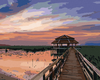 Malování podle čísel - THAJSKÁ KRAJINA - 80x100 cm, bez rámu a bez vypnutí plátna