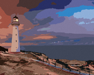 Malování podle čísel - BÍLÝ MAJÁK U MOŘE - 80x100 cm, vypnuté plátno na rám