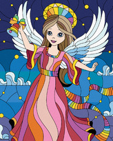 Malování podle čísel - ŽENA BAREVNÝ ANDĚL - 80x100 cm, bez rámu a bez vypnutí plátna