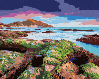 Malování podle čísel - PLÁŽ GIALLONARDO - 80x100 cm, bez rámu a bez vypnutí plátna