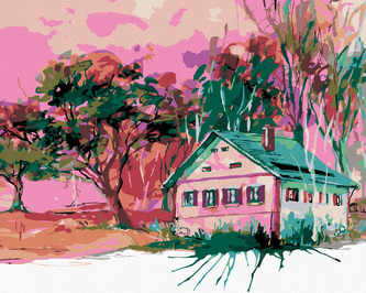 Malování podle čísel - DOMEK V BAVORSKÉ VESNIČCE - 40x50 cm, vypnuté plátno na rám