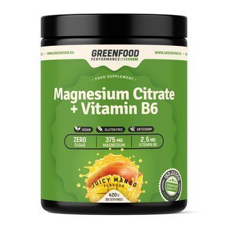 GreenFood Performance nápoj Magnesium Citrate + Vitamin B6 420 g Mango