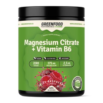 GreenFood Performance nápoj Magnesium Citrate + Vitamin B6 420 g Malina
