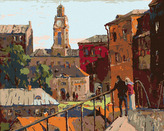 Malování podle čísel - MĚSTSKÁ KRAJINA VE MĚSTĚ VITEBSK - 80x100 cm, bez rámu a bez vypnutí plátna