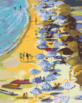 Malování podle čísel - TURISTI NA PLÁŽI - 80x100 cm, bez rámu a bez vypnutí plátna