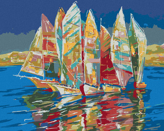 Malování podle čísel - BAREVNÉ PLACHETNICE - 80x100 cm, bez rámu a bez vypnutí plátna Malování podle čísel - BAREVNÉ PLACHETNICE - 80x100 cm, bez rámu a bez vypnutí plátna