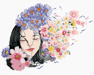 Malování podle čísel - ZASNĚNÁ ŽENA A KVĚTINY - 80x100 cm, bez rámu a bez vypnutí plátna Malování podle čísel - ZASNĚNÁ ŽENA A KVĚTINY - 80x100 cm, bez rámu a bez vypnutí plátna