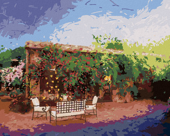 Malování podle čísel - ZAHRÁDKA V TOSKÁNSKU - 80x100 cm, vypnuté plátno na rám