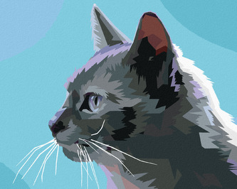 Malování podle čísel - ŠEDÁ KOČKA Z BOKU - 80x100 cm, bez rámu a bez vypnutí plátna