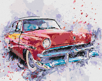 Malování podle čísel - ČERVENÉ MALOVANÉ AUTO - 40x50 cm, bez rámu a bez vypnutí plátna