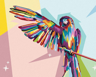 Malování podle čísel - BAREVNÝ PAPOUŠEK NA VĚTVI - 80x100 cm, bez rámu a bez vypnutí plátna