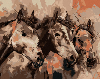 Malování podle čísel - MALOVANÍ KONĚ V HNĚDÉ - 80x100 cm, vypnuté plátno na rám