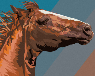 Malování podle čísel - HNĚDÝ KŮŇ PORTRÉT - 80x100 cm, bez rámu a bez vypnutí plátna