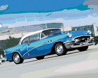 Malování podle čísel - STARŠÍ MODRÉ AUTO - 80x100 cm, bez rámu a bez vypnutí plátna Malování podle čísel - STARŠÍ MODRÉ AUTO - 80x100 cm, bez rámu a bez vypnutí plátna