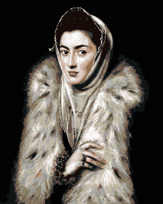 Malování podle čísel - DÁMA S KOŽEŠINOVÝM LÍMCEM (EL GRECO) - 40x50 cm, vypnuté plátno na rám
