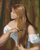 Malování podle čísel - DÍVKA PŘI ČESÁNÍ VLASŮ (PIERRE-AUGUSTE RENOIR) - 40x50 cm, vypnuté plátno na rám