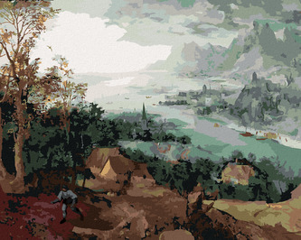 Malování podle čísel - KRAJINA S ROZSÉVAČEM (PIETER BRUEGEL) - 80x100 cm, vypnuté plátno na rám