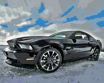 Malování podle čísel - SPORTOVNÍ ČERNÉ AUTO - 40x50 cm, vypnuté plátno na rám