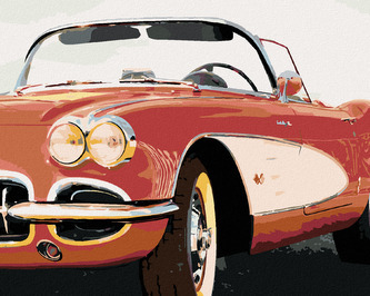 Malování podle čísel - ČERVENÉ AUTO Z BLÍZKA - 80x100 cm, bez rámu a bez vypnutí plátna