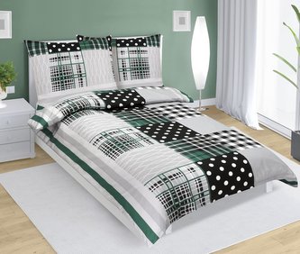 Povlečení bavlněné - zelený patchwork - 140x200, 70x90