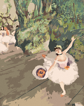 Malování podle čísel - TANEČNICE S KYTICÍ KVĚTIN (EDGAR DEGAS) - 80x100 cm, vypnuté plátno na rám