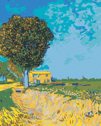 Malování podle čísel - ALEJ V ARLES S DOMY (VINCENT VAN GOGH) - 40x50 cm, bez rámu a bez vypnutí plátna