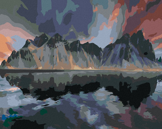 Malování podle čísel - HORA VESTRAHORN NA ISLANDU - 80x100 cm, bez rámu a bez vypnutí plátna