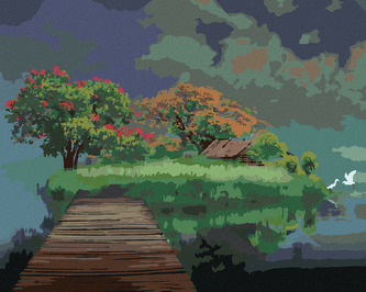 Malování podle čísel - MOST DO ŘÍŠE SNŮ - 40x50 cm, vypnuté plátno na rám