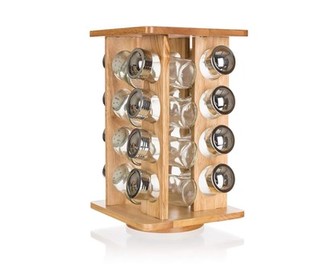 Koreničky sklo/chróm 16ks v drevenom stojane BANQUET