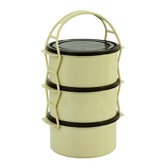 Jídlonosič plast 3x1L  KOZÁČEK bílá/hnědá