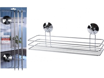 Polička koupelnová chrom 35x11x14cm přísavky  BATH