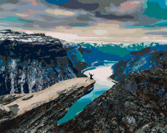 Malování podle čísel - MUŽ NA HORSKÉM ÚTESU - 80x100 cm, vypnuté plátno na rám